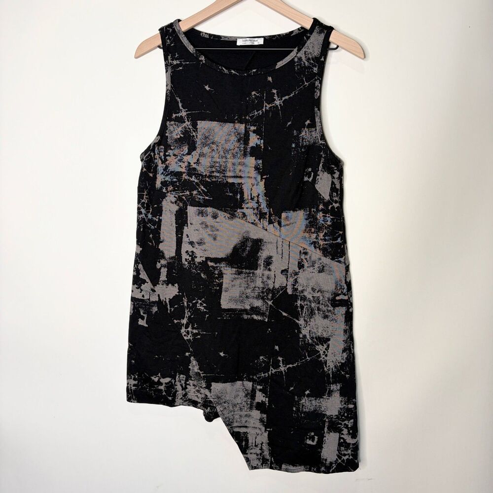 Banana Blue Australia Dress Asymmetrical Black Abstract Sleeveless Lagenlook S